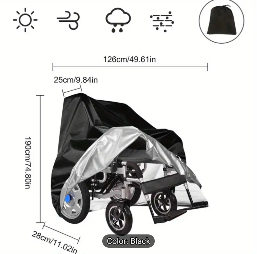 Waterproof Wheelchair Cover | Black Cover | Viking Apparel Ltd
